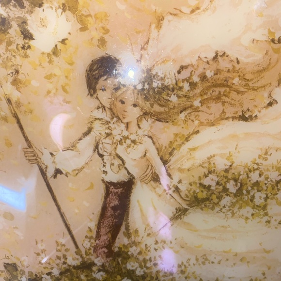 1970s FAB tray featuring an illustration of a flower child couple on a rowboat. - Picture 10 of 10